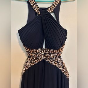 Navy gown with light pink gems
